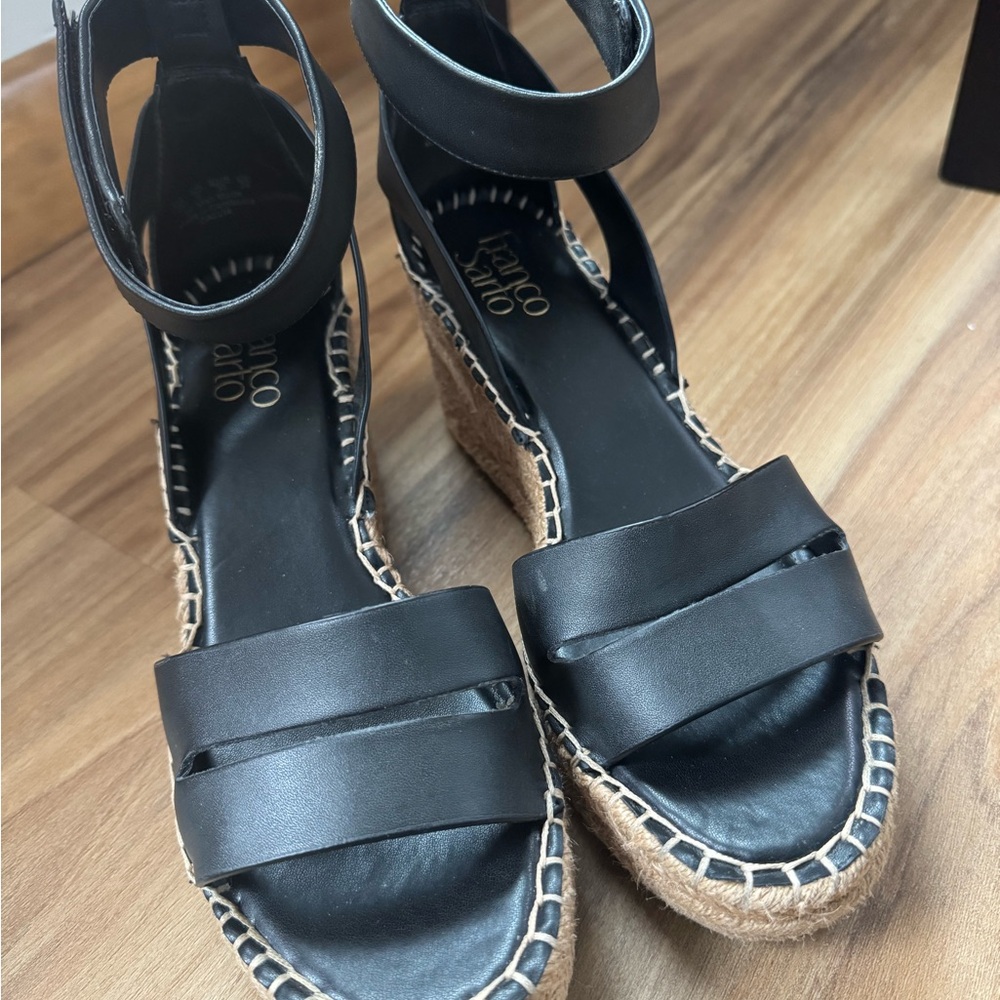 Franco Sarto Callia Espadrille Black Wedge Sandals